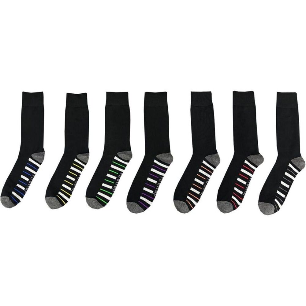 Firetrap Mens Striped Ankle Socks (Pack of 7) / Black/Gray